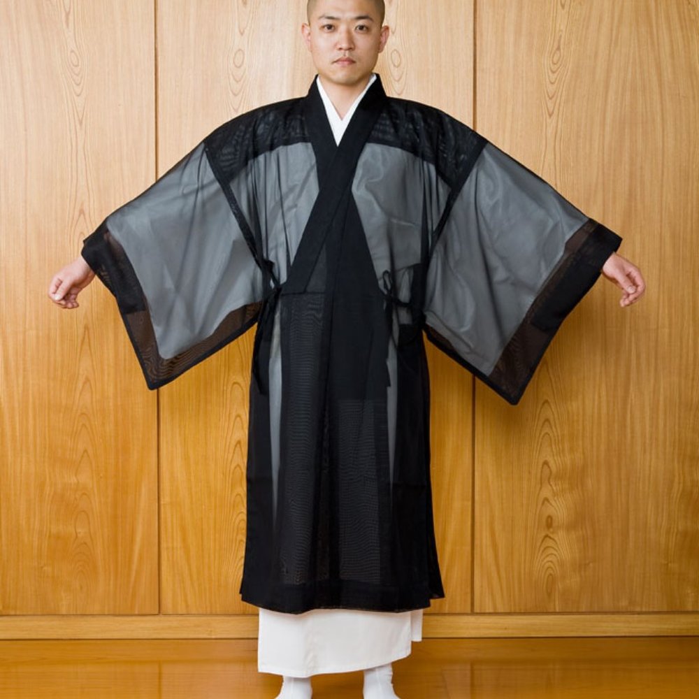 Japanese 🇯🇵 monk costume sheer kimono black VTG